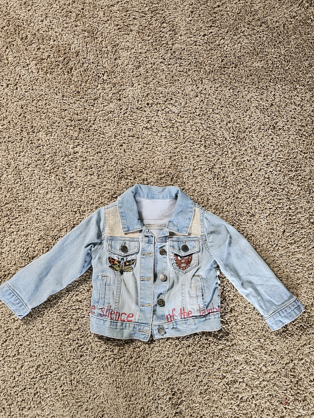 Custom Silence Of The Lambs Kids Denim Jacket Size 3T-4T Butterflies Desgin